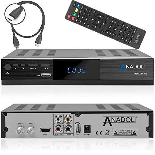 Anadol HD 222 Plus - Receptor de satélite DVB-S / S2, receptor DVB-S / S2 de alta calidad + cable HDMI (HDTV, HDMI, USB 2.0, salida coaxial)