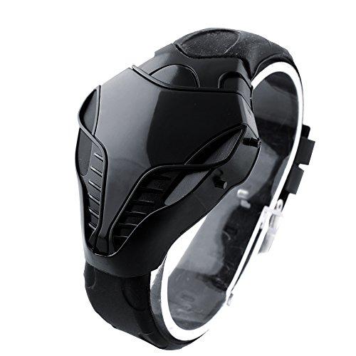 Abeillo Reloj Deportivo Cobra de Moda Reloj Casual para Hombre Increíble diseño de Cabeza de Serpiente Reloj Digital LED Rojo Reloj con Correa de Silicona Negro