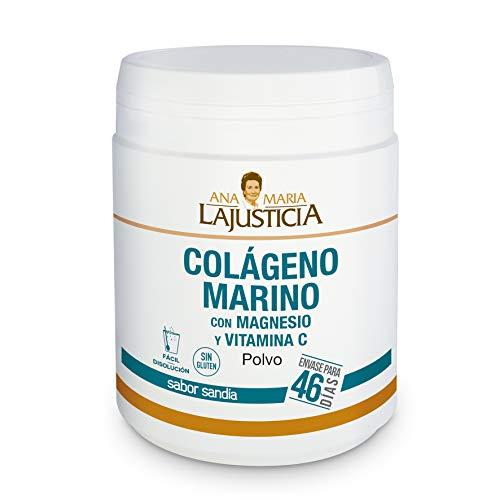 Ana Maria Lajusticia - Colágeno marino con magnesio y VIT C - 350 g (sabor sandia). Articulaciones fuertes y piel tersa. Regenerador de tejidos con colageno hidrolizado tipo 1 y 2. Envase para 46 días