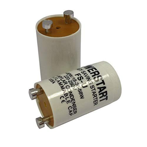Arrancador, de Powerstart, para lámpara fluorescente de entre 4 y 80 W, de tipo FSU, con condensador, paquete de 5 unidades 12W 250.00V
