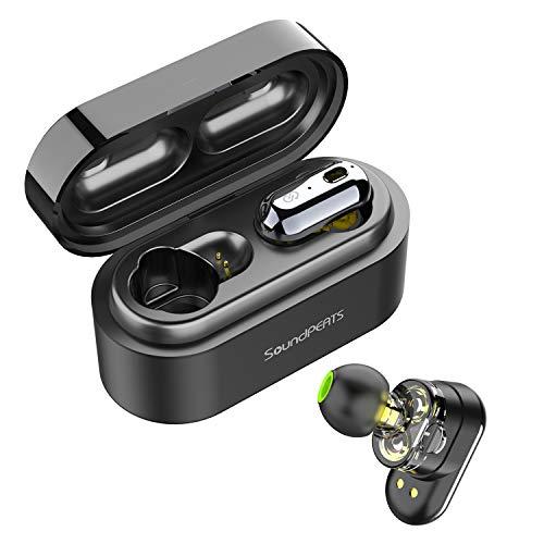 Auriculares Inalámbricos Bluetooth 5.0 TWS SoundPEATS Truengine Mini True Wireless Cascos IPX6 con Micrófono Dual Drivers Audífonos In-Ear Manos Libres(Negro)