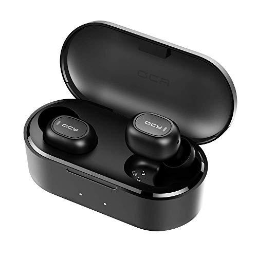 Auriculares Bluetooth con Micrófonos, HOMSCAM Impermeable Auriculares Inalámbricos Bluetooth 5.0 QCY HiFi Mini Twins Estéreo In-Ear Bluetooth con Caja de Carga Portátil para iPhone y Android
