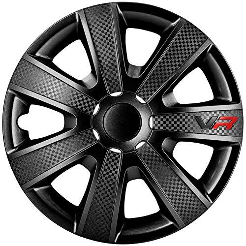 AUTOSTYLE VR Negro Set VR Negro/Carbon Look/Logo - Tapacubos (4 Unidades)