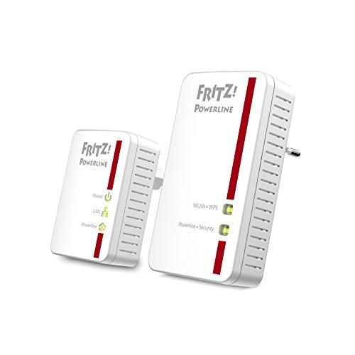 AVM FRITZ! Powerline 540E WLAN Set - Interfaz en alemán (Adaptador de red por línea eléctrica, PLC, HomePlug AV2, IEEE P1901, 500 Mbps, WiFi N, Mesh, 2x LAN Fast Ethernet) color blanco