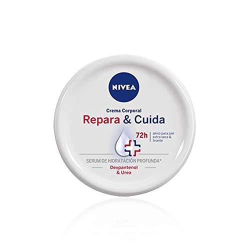 NIVEA Repara & Cuida Crema Corporal (1 x 300 ml), 72 horas alivio para el cuidado de la piel muy seca, crema hidratante con sérum, crema reparadora con dexpantenol y urea