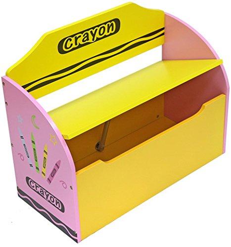 Kiddi Style Caja Juguetes y Banco para Niños - Madera -Diseño de ceras de colores