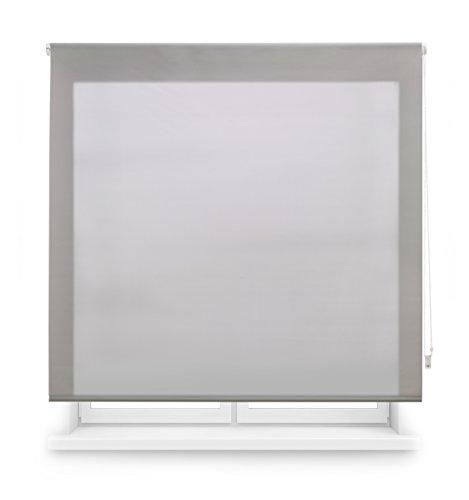 Blindecor Ara - Estor enrollable translúcido liso, Plata, 160 x 175 cm