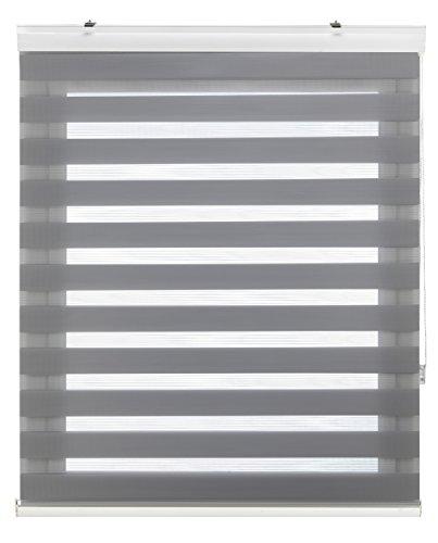 Blindecor Vela - Estor enrollable doble tejido, noche y día, color gris, 160 x 180 cm