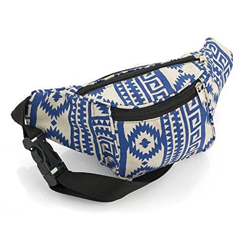 Blue and Beige Abstract Design Bum Bag Fanny Pack Festivals Holiday Wear