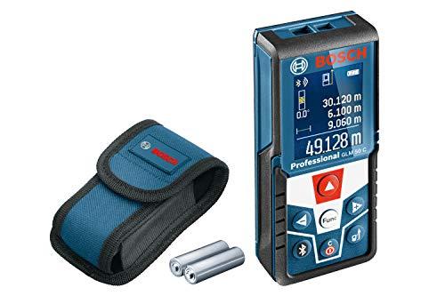 Bosch Professional Medidor láser de distancia GLM 50 C, Transmisión de datos Bluetooth, sensor de inclinación de 360°, máxima distancia: 50 m, 2 pilas de 1.5 V, funda