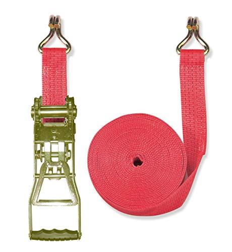 Braun - Pulpo con hebilla y ganchos para baca (5000 daN, 2 piezas, 10 m, 50 mm de ancho), color rojo