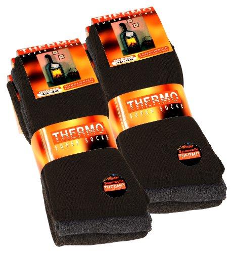6 pares de calcetines térmicos de tejido de rizo completo, color negro, antracita y gris