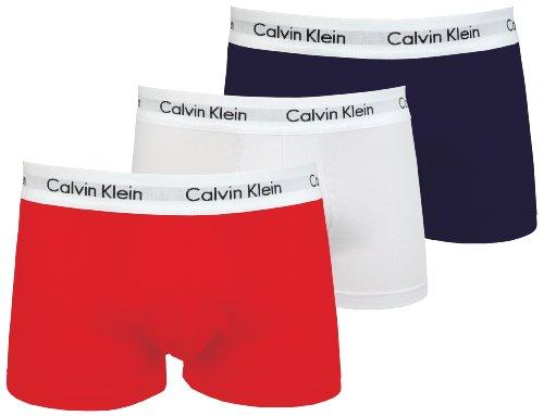 Calvin Klein - Calzoncillos tipo bóxer para hombre (3 unidades) Rosso/Bianco/Blu Navy Small