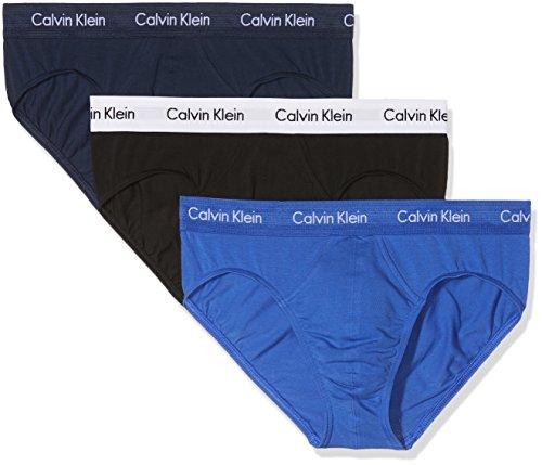 Calvin Klein 3P Hip Brief, Calzoncillos Hombre, Multicolor (C-Black/Blu/Blu), Large