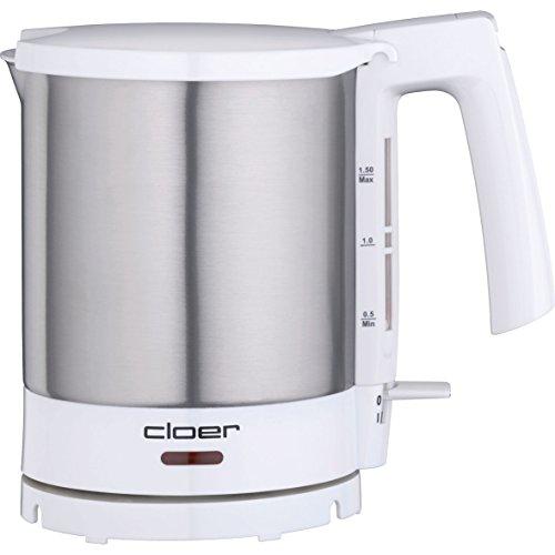 Cloer 4711- Hervidor de agua, acero inoxidable, blanco, 230 V, 155 x 235 x 215 mm
