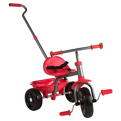 ColorBaby - Triciclo con mango extensible, Color Rojo (43451)