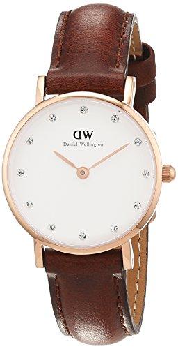 Daniel Wellington 0900DW - Reloj con correa de cuero para mujer, color blanco / gris