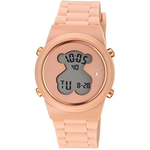 Reloj tous digital D-Bear de acero IP rosado con correa de Silicona nude Ref:700350315