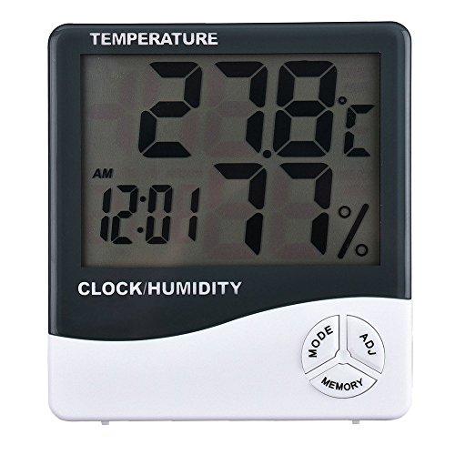 Reloj termómetro higrómetro que mide la temperatura y la humedad de la casa