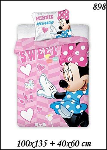 Disney 898 - Juego de cama infantil de 2 piezas, 100 x 135, 40 x 60, con diseño de Minnie Mouse