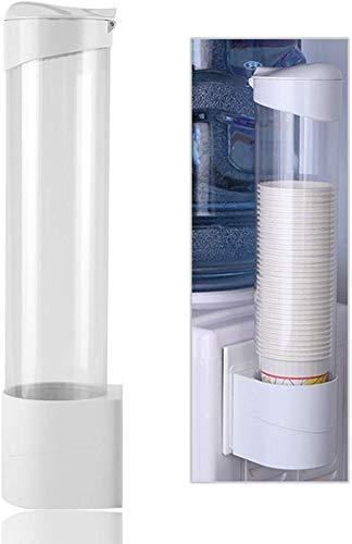 Dispensador de Taza de Agua Dispensador de Plástico Montado en Pared para Tazas de Papel y Vasos de Plástico (Blanco, 50 Tazas)
