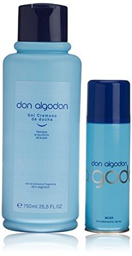 Don Algodon, Paquete con:  Desodorante Vaporizador 200 ml  y Gel Cremoso de Ducha 750 ml