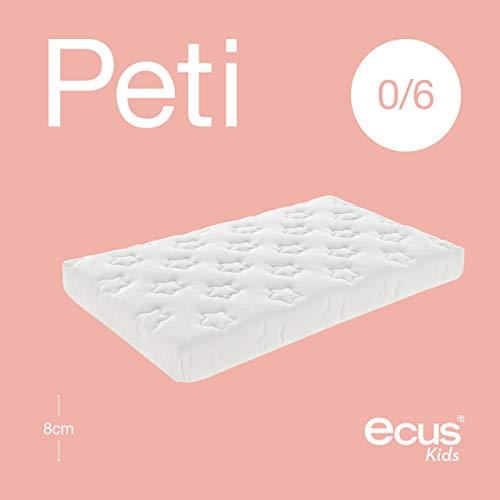 Ecus Kids, Colchón minicuna para capazo que evita alergias e irritaciones - Peti, 80x50x8