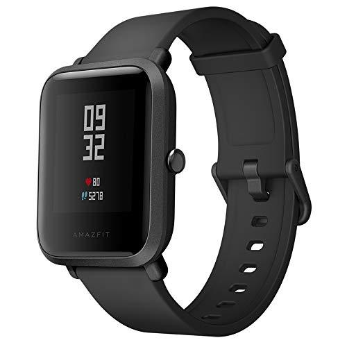 EdwayBuy Smartwatch, Amazfit Bip Relojes Deportivos con GPS Bluetooth IP68 a Prueba de Agua Pantalla Táctil Monitor de Frecuencia Cardíaca 45 Días Batería Ultra Larga Vida Versión Global Negro