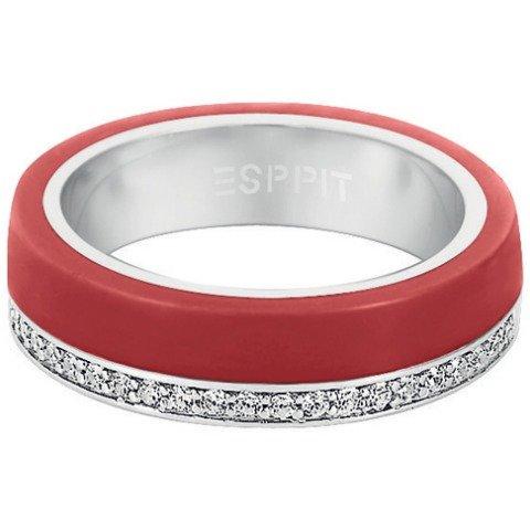 Esprit Steel - Anillo, Color Plateado y Rojo Talla 10 (16)