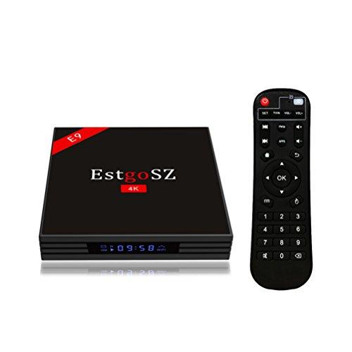 EstgoSZ 2018 Nuevo TV Box Android 7.1 4GB RAM 64GB ROM RK3328 Quad Core 64Bit CPU Bluetooth 4.0 Dual WiFi 2.4G /5.0G 100M LAN H.265 Smart 3D 4K Ultra HD TV