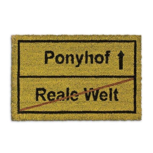 Relaxdays Ponyhof - Felpudo para la Entrada de su hogar Hecho de Fibras de Coco y PVC con Medidas 40 x 60 cm Antideslizante Elemento Decorativo, Color Natural