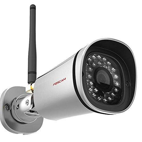 Foscam FI9900P - Cámara IP de vigilancia para exterior, función P2P, 2 MP, 1080p, WiFi, H264, compatible con iOS y Android (5 W) color plata