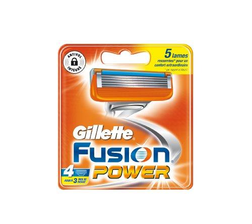 Gillette fusion power - Recambios para cuchillas de afeitar (testados dermatológicamente, 4 unidades)
