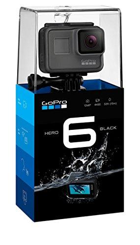 GoPro Hero6 Black - Videocámara de acción (4K, 12 MP, resistente y sumergible hasta 10m sin carcasa, pantalla táctil 2"), color negro