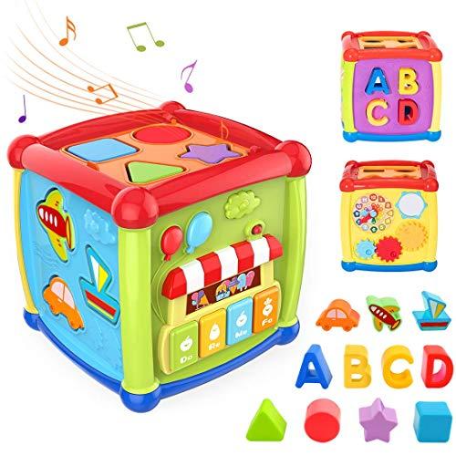 Juguetes de Cubo de Actividad para bebés, Juguetes educativos para bebés de 12 a 18 Meses 1 2 3 años Niños y niñas, clasificador de Formas para bebés y Juguetes Musicales para Piano