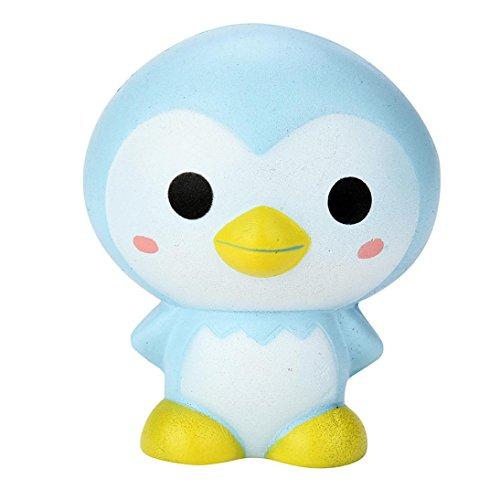 Juguetes de compresión,Beikoard 9cm lindo pingüino caricatura perfumado encanto blando de aumento lento apretón juguete encanto Inteligencia desarrollar y aliviar el estrés (los 9 * 7 * 7cm, Azul)