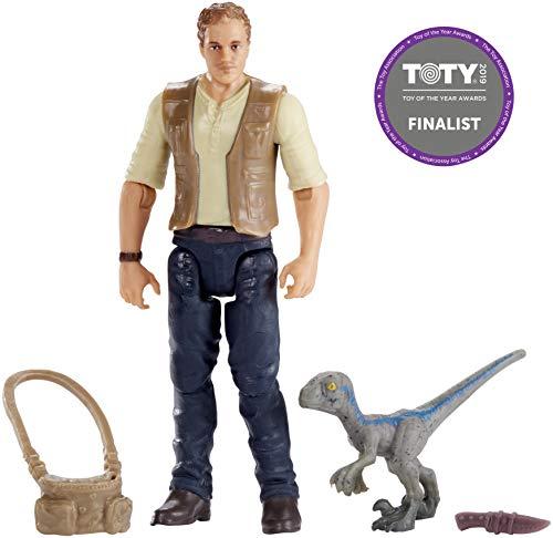Jurassic World Figura básica Owen con dinosaurio de juguete bebé Azul (Mattel FMM01)