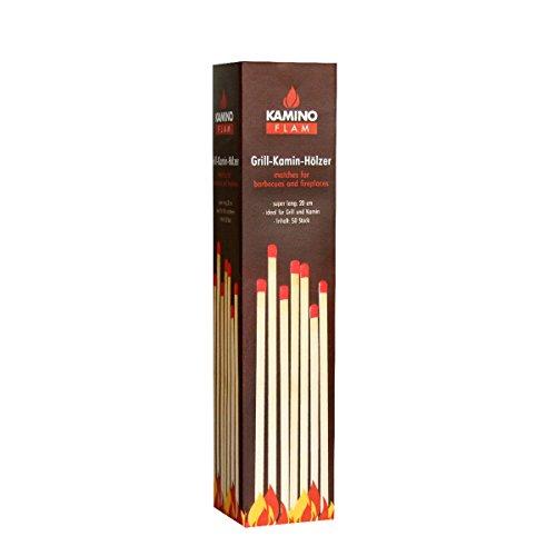 Kamino-Flam - Cerillas largas para chimenea, grill, estufa (50 piezas), Pastillas de encendido, Encendedor de madera para chimeneas, estufas, calderas y barbacoas