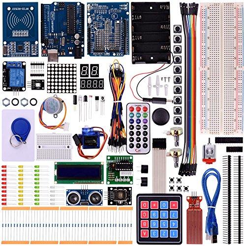 Kuman New Arduino Components with UNO R3 LCD servo Ultimate Starter RFID Learning Kit for Arduino UNO Nano Learners Beginner, Complete 48 Set Kits K25