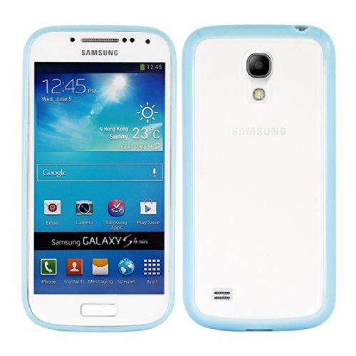 kwmobile Funda para Samsung Galaxy S4 Mini - Case plástico para móvil - Cover trasero Diseño Marco en azul transparente