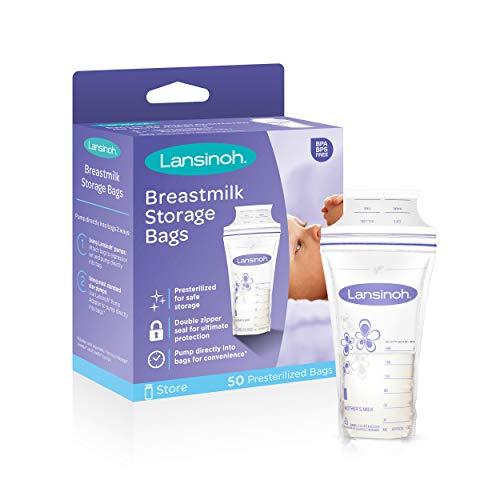 Lansinoh Bolsas de almacenamiento para leche materna, 50 bolsas de almacenamiento de leche prácticas para lactancia materna