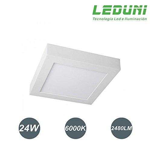 Leduni downlight de superficie, LED plafón de superficie, 24W Blanco Cuadrado (6000K luz fría)