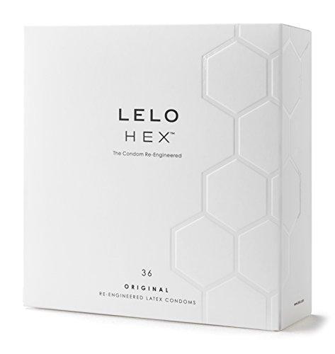 LELO HEX Preservativos con Estructura Hexagonal - Ligeramente Lubricados - Pack de 36