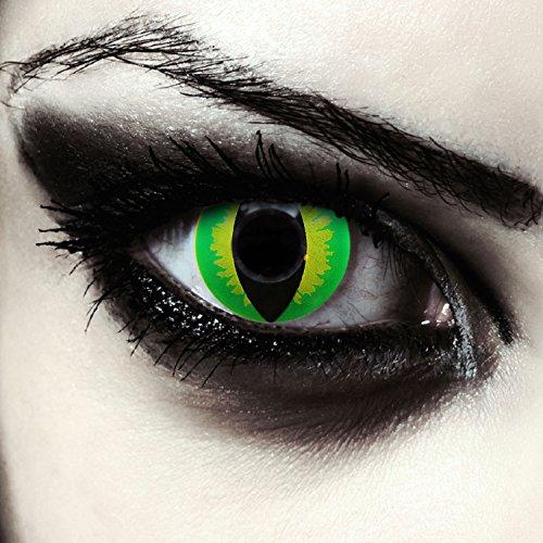Lentillas de colores verde para Halloween costume ojo de gato/dragón lentes verdes sin dioprtías/corregir + gratis caso de lente "Green Dragon"