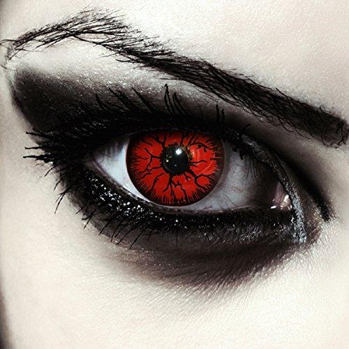 Lentillas de color rojo para Halloween monstruo lentillas sin dioprtías / corregir + gratis caso de lente ?Red Monster"