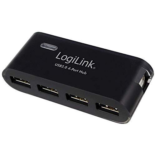 LogiLink UA0085 - Hub de 4 Puertos USB 2.0 y Fuente de alimentación, Negro