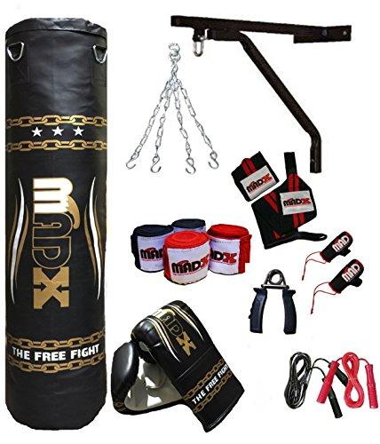 MADX - Set de boxeo (13 piezas, saco de 1,52 m con relleno, guantes, cadena, soporte)