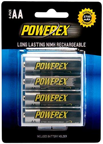 Powerex MHRAA4 - Pack de 4 Pilas Recargables AA (NiMh, 2700 mAh, 1.2 V)