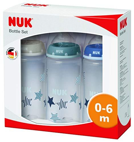 NUK - Pack de 3 Biberones con Tetina de Silicona para Bebés de 0 a 6 meses, 300 ml