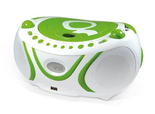 Metronic 477108 Boombox - Minicadena (Reproductor de CD/MP3, Radio, USB, 2 W), Color Blanco y Verde [Importado de Francia]